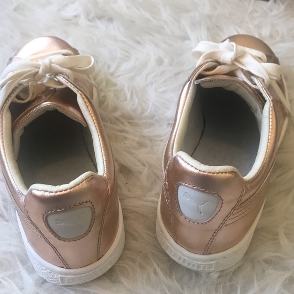 PUMA Basket Sneakers Rose Gold Metallic size 9.5 - Picture 4 of 7